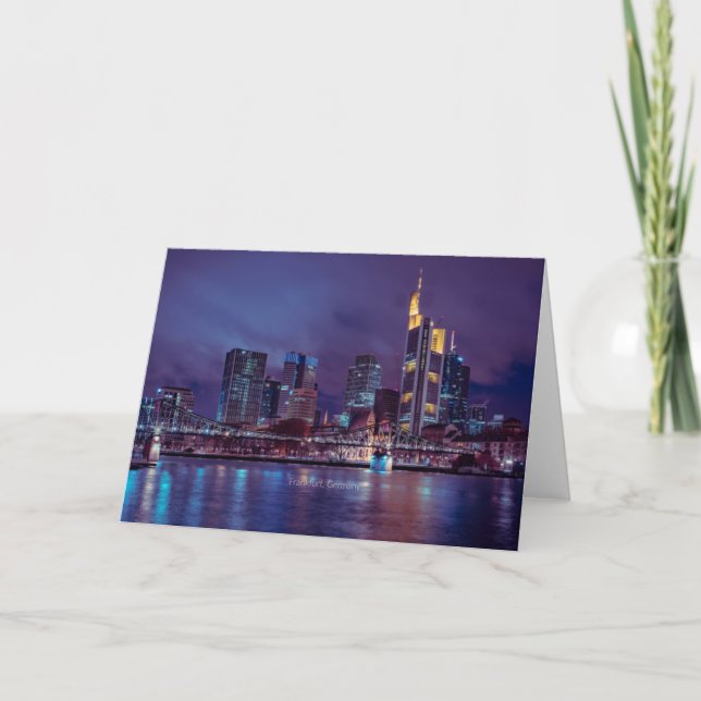 Cartão Frankfurt Alemanha à noite (Frente)
