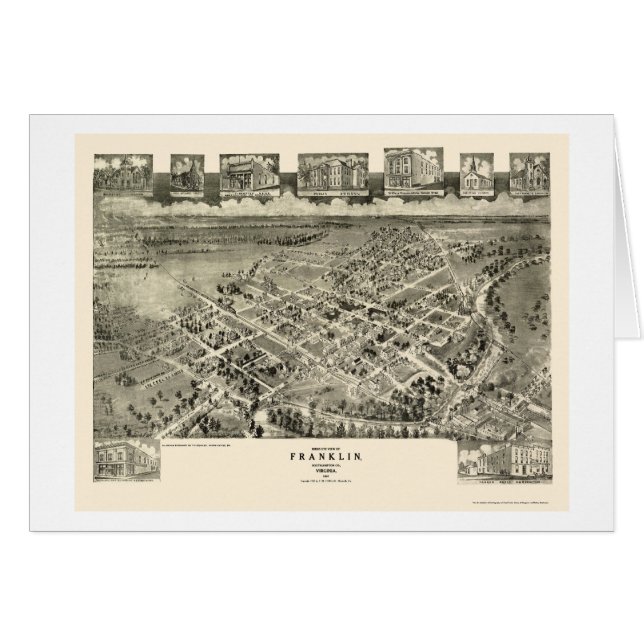 Cartão Franklin, mapa panorâmico do VA - 1907 (Frente Horizontal)