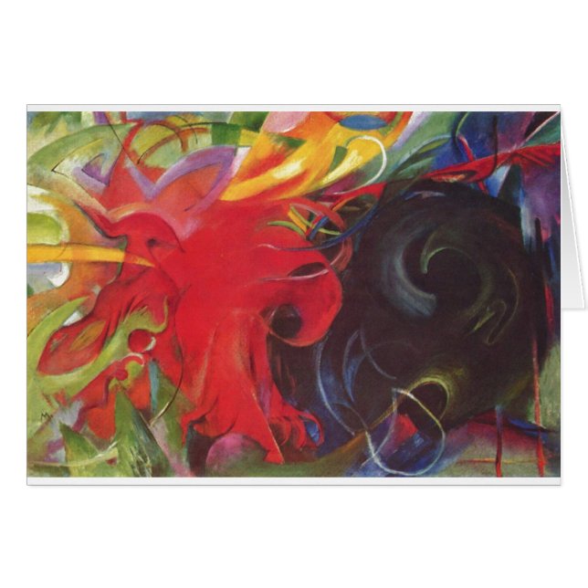 Cartão Franz Marc - lutar forma um vermelho preto de 1914 (Frente Horizontal)