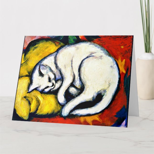 Cartão Franz Marc - White Cat. famosa pintura, (Frente)