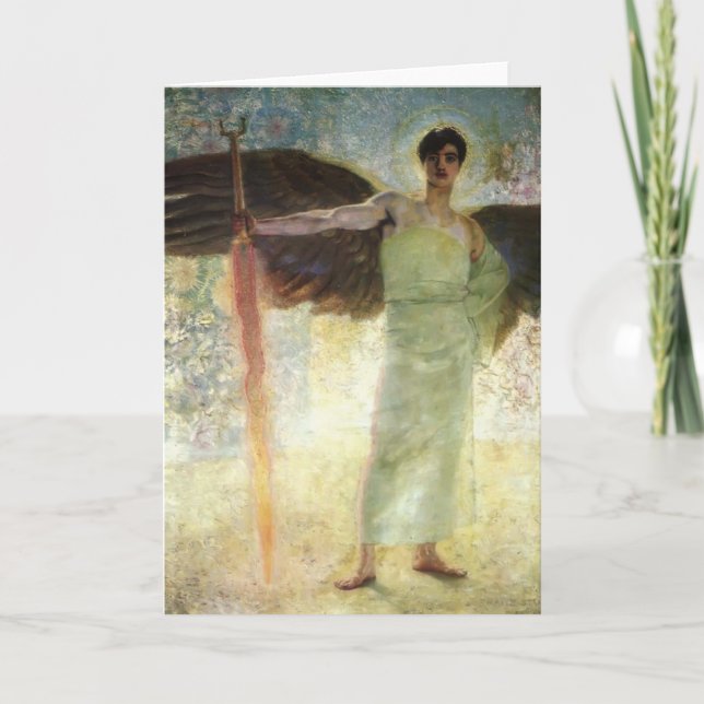 Cartão Franz Stuck- Angel with the Flaming Sword (Frente)