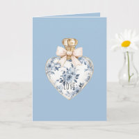 Frasco de Perfume Coração Floral Branco Azul Amor