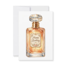 Frasco de Perfume Feliz Aniversário Dourado Vintag