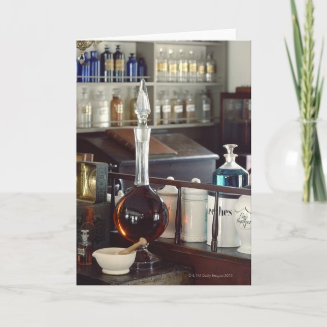 Cartão Frascos de farmácia antigos (Frente)