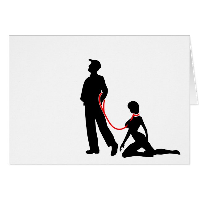 Cartão Frau ein der Leine - Böse Männer (Frente Horizontal)