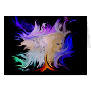 Cartão Frau mit Pferd