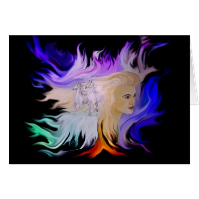 Cartão Frau mit Pferd (Frente Horizontal)