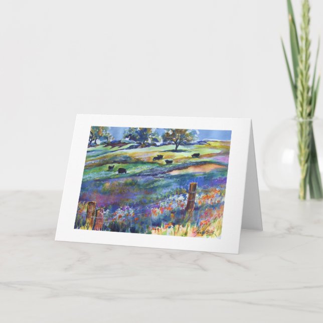 Cartão Frazier Valley Angus  Original Greeting Watercolor (Frente)