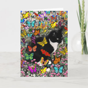 Cartão Freckles in Butterflies - Tux Kitty Cat