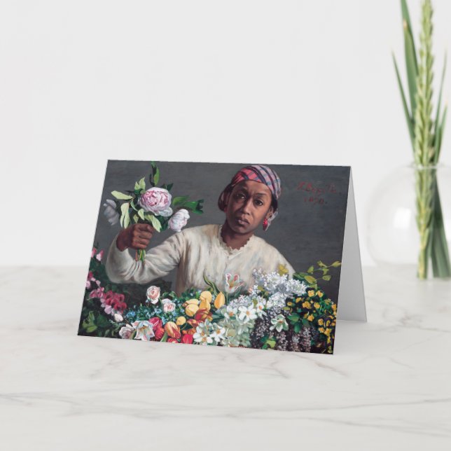 Cartão Frederic Bazille - Jovem Mulher com Peonias (Frente)