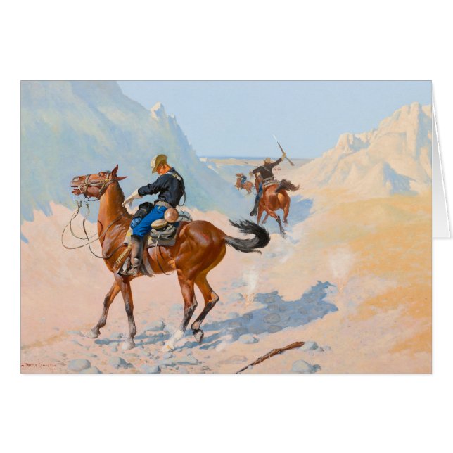 Cartão Frederic Remington - A Guarda Avançada, ou A Mil (Frente Horizontal)