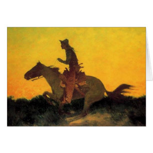Cartão Frederic Remington Cowboy Art "Contra O Sol"