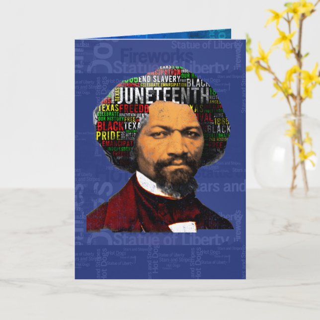 Cartão Frederick Douglass c1860s, Juneteenth Word Cloud (Flor Amarela)