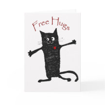 Free Hugs, crazy cat, humor and friendship.