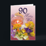 Cartão Freesias 90th Birthday Wishes Greeting Card<br><div class="desc">A simple but elegant card to celebrate a 90th Birthday. I am happy to customise any of my cards for you and to create sets of cards and invitations for your special occassion.</div>