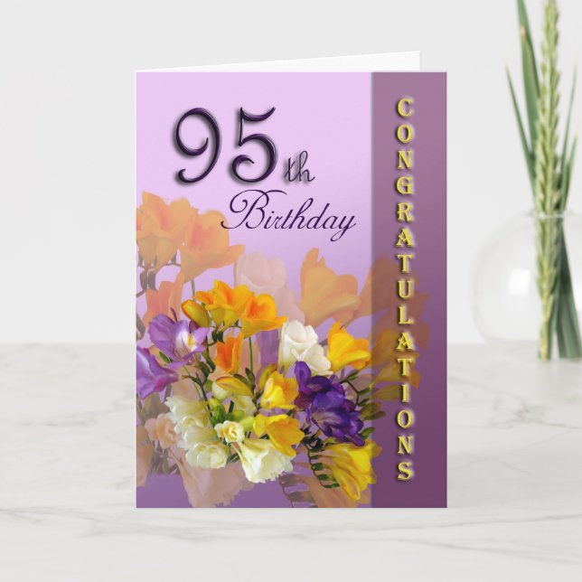 Cartão Freesias 95th Birthday CongratulationGreeting Card (Frente)