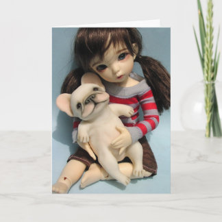 Cartão French Bulldog Baby Doll Sculpture 2