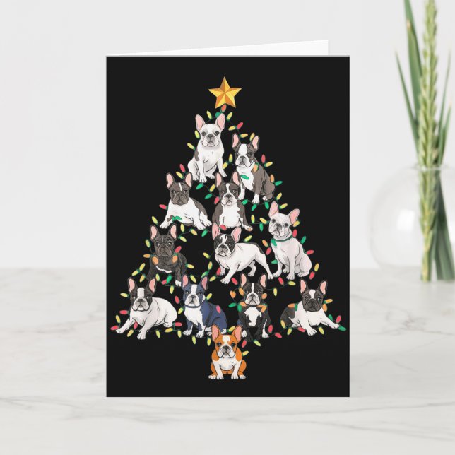 Cartão French Bulldog Christmas Tree Frenchie Dog Xmas Pa (Frente)