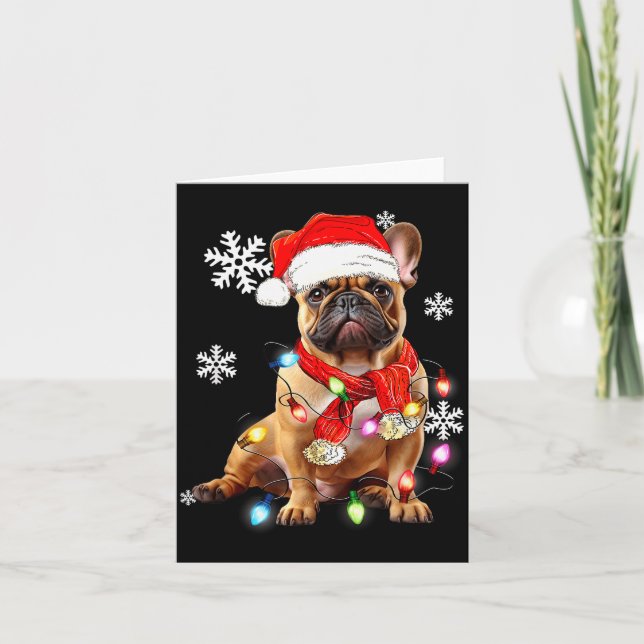 Cartão French Bulldog Dog Christmas Light Pajama Pet Xmas (Frente)
