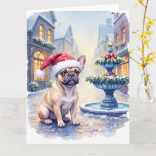 Cartão French Bulldog Fonte da Cidade Nevada Papai Noel N