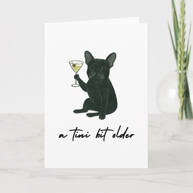 Cartão French Bulldog Frenchie Martini Birthday Card (Frente)