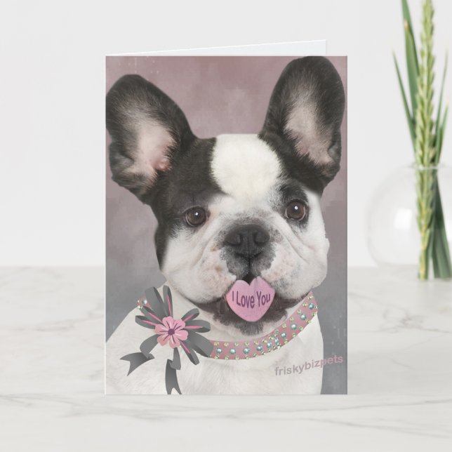 Cartão French Bulldog I Love You (Frente)