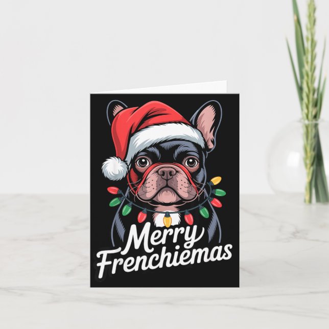 Cartão French Bulldog Merry Frenchiemas Santa Hat Christm (Frente)