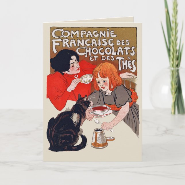 Cartão French Chocolate Party Steinlen Art (Frente)