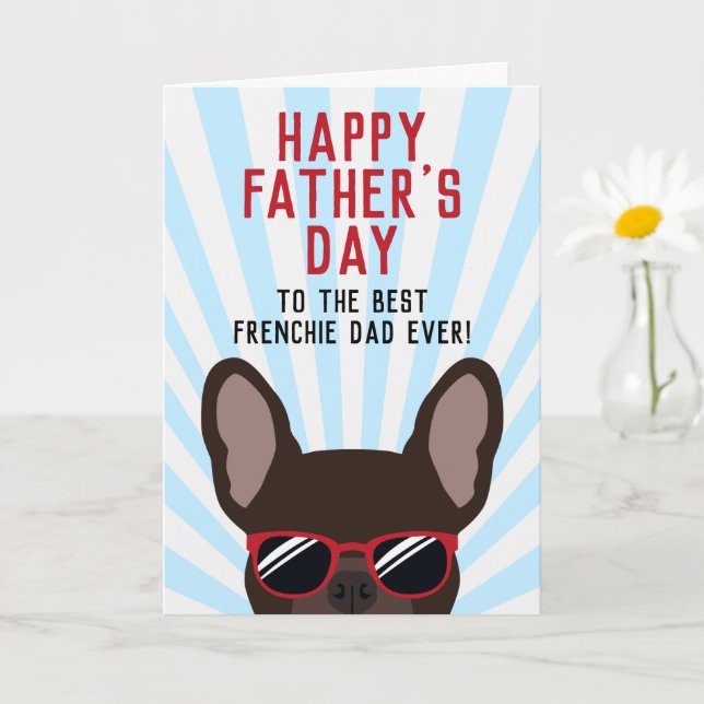 Cartão Frenchie Dia de os pais Brown Bulldog Francês (Planta pequena)