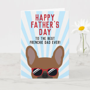 Cartão Frenchie Dia dos Pais French Bulldog Fava Vermelha