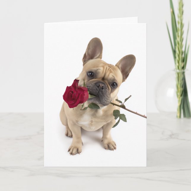 Cartão Frenchie Valentine – Big Love in a Small Package (Frente)