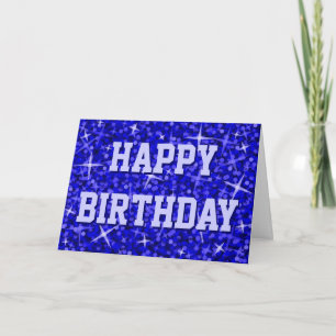 Cartão Frente e dentro de aniversário feliz azul escuro G