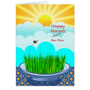 Cartão Frente Personalizada Feliz Noroz para a sobrinha,