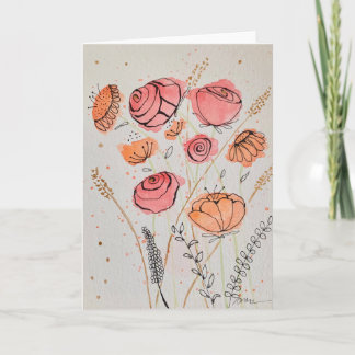 Cartão Fresh Floral Watercolordoodle Card