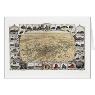 Cartão Fresno, mapa panorâmico de CA - 1901