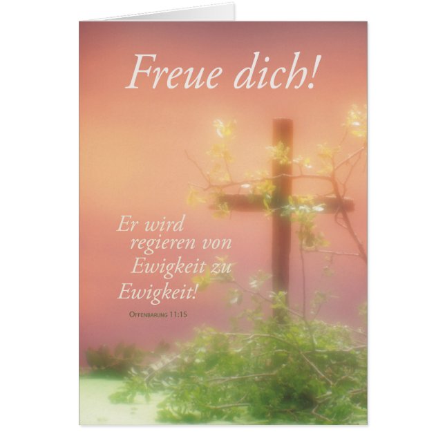 Cartão Freuen Ostern Kreuz & Pflanzen (Frente)