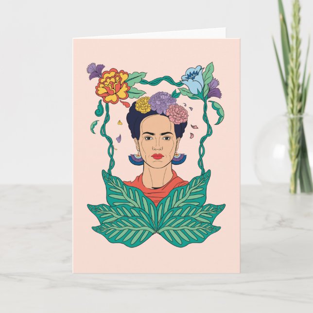 Cartão Frida Kahlo Floral Frame Graphic (Frente)