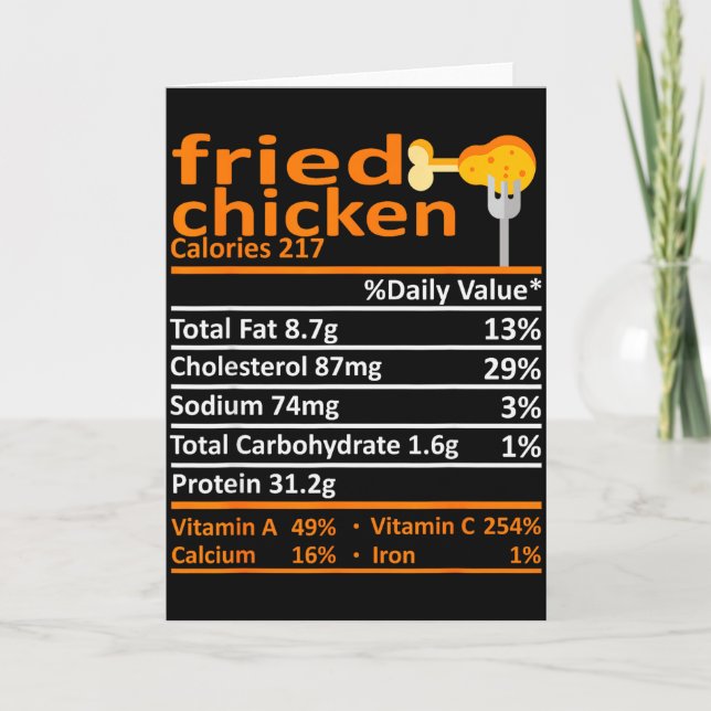 Cartão Fried Chicken Nutrition Food Facts Thanksgiving Fu (Frente)