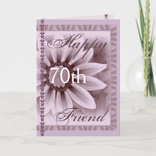 Cartão FRIEND  - Happy 70th Birthday - LAVENDER Flower (Frente)