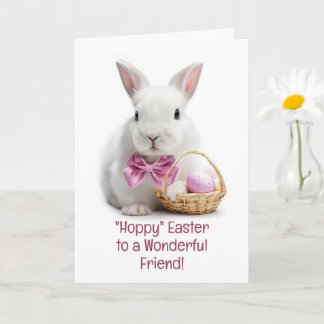 Cartão Friend Happy Easter Cute Bunny with Little Basket