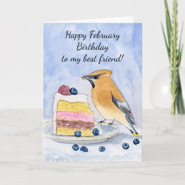 Cartão Friend Happy February Birthday Bird (Frente)