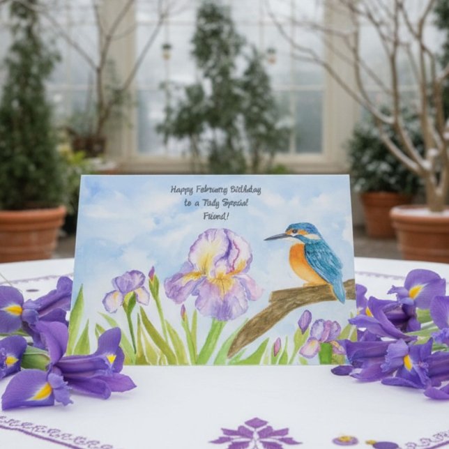 Cartão Friend Happy February Birthday Kingfisher (Criador carregado)