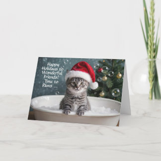 Cartão Friend or Friends Christmas Holiday Cute Tabby Cat