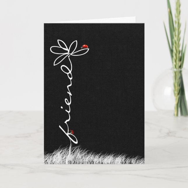 Cartão Friend thinking of you daisy with lady bugs (Frente)