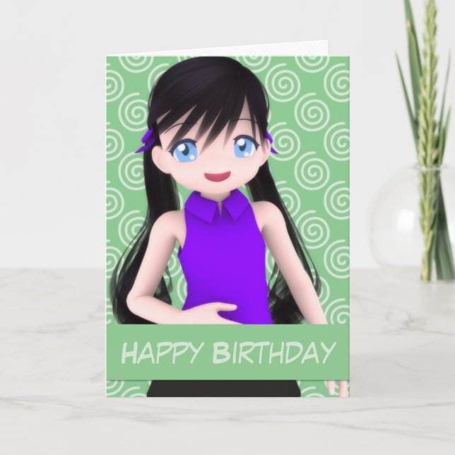 Cartão Friendly Anime Birthday Card (Frente)