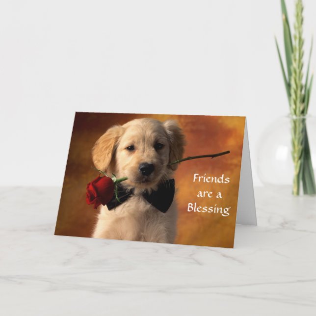 Cartão Friends are a Blessing Golden Retriever Puppy Card (Frente)