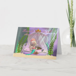 Cartão Friendship Card all shapes and sizes cute mermaid