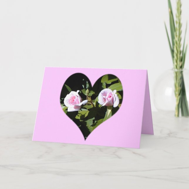 Cartão Friendship Card wth twin roses in heart. (Frente)