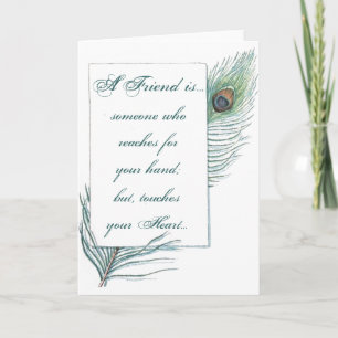 Cartão Friendship Quote Inspirational Peacock Feather