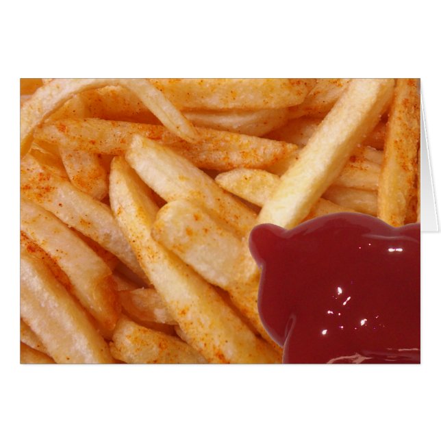 Cartão Fries franceses e Ketchup (Frente Horizontal)